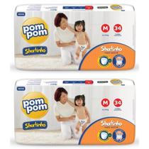 KIT 2 Fraldas Infantil Pom Pom Shortinho Todos os Tamanhos