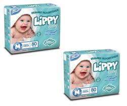Kit 2 Fraldas Infantis Lippy Baby Pacote Econômico M - 80 Tiras