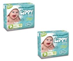 Kit 2 Fraldas Infantis Lippy Baby Pacote Econômico P - 90 Tiras Kit 2 Fraldas Infantis Lippy Baby Pacote Econômico P - 90 Tiras
