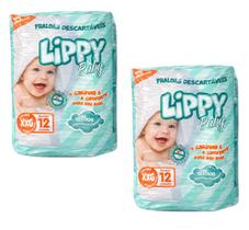 Kit 2 fraldas infantis pacote com 12 tiras lippy baby - xxg Kit 2 fraldas infantis pacote com 12 tiras lippy baby - xxg
