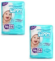 Kit 2 fraldas infantis pacote com 14 tiras lippy baby - eg Kit 2 fraldas infantis pacote com 14 tiras lippy baby - eg