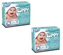 Kit 2 fraldas infantis pacote com 18 tiras lippy baby - m Kit 2 fraldas infantis pacote com 18 tiras lippy baby - m