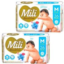 Kit 2 Fraldas Mili Love e Care M 26 unidades Kit 2 Fraldas Mili Love e Care M 26 unidades