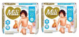 Kit 2 Fraldas Mili Love e Care XXG 20 Unidades