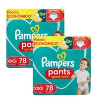 Kit 2 Fraldas Pampers Confort Pants Ajuste Total Max Xxg 78 Unidades