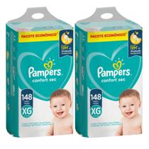 Kit 2 FRALDAS PAMPERS CONFORT SEC INFANTIL XG COM 148 unidades