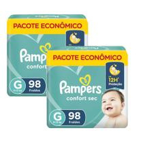 Kit 2 Fraldas Pampers Confort Sec Max G 98 Unidades Cada