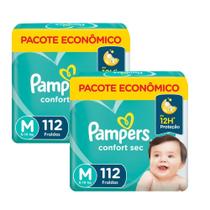 Kit 2 Fraldas Pampers Confort Sec Max M 112 Unidades Cada