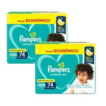 Kit 2 Fraldas Pampers Confort Sec Max XXXG 74 Unidades Cada