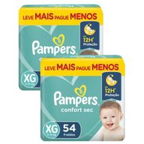 Kit 2 Fraldas Pampers Confort Sec Super XG com 54un cada Kit 2 Fraldas Pampers Confort Sec Super XG com 54un cada