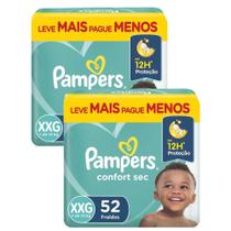 Kit 2 Fraldas Pampers Confort Sec Super XXG com 52un cada Kit 2 Fraldas Pampers Confort Sec Super XXG com 52un cada