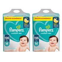 Kit 2 FRALDAS PAMPERS IINFANTIL CONFORT SEC M COM 196 unidades