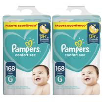 Kit 2 FRALDAS PAMPERS INFANTIL CONFORT SEC G COM 168 unidades