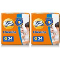 KIT 2 Fraldas Pom Pom Clássica Jumbo Todos os Tamanhos