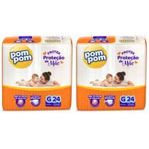 KIT 2 Fraldas Pom Pom Derma Protek Jumbo Tamanho G 24 unidades KIT 2 Fraldas Pom Pom Derma Protek Jumbo Tamanho G 24 unidades