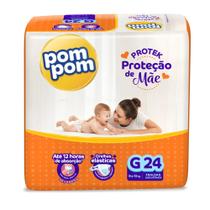 KIT 2 Fraldas Pom pom Derma Protek Jumbo Tamanho G 24 unidades