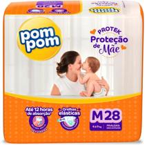 KIT 2 Fraldas Pom Pom Derma Protek Jumbo Tamanho M 28 unidades