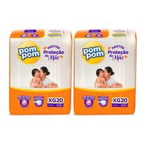 KIT 2 Fraldas Pom Pom Derma Protek Jumbo Tamanho XG 20 unidades