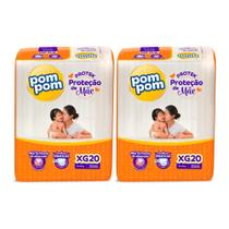 KIT 2 Fraldas Pom pom Derma Protek Jumbo Tamanho XG 20 unidades KIT 2 Fraldas Pom pom Derma Protek Jumbo Tamanho XG 20 unidades