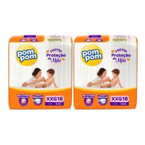 KIT 2 Fraldas Pom Pom Derma Protek Jumbo Tamanho XXG 18 unidades