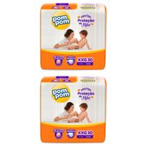 KIT 2 Fraldas Pom Pom Derma Protek Mega Todos os Tamanhos