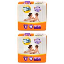 KIT 2 Fraldas Pom Pom Derma Protek Mega Todos os Tamanhos