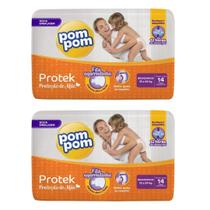 KIT 2 Fraldas Pom Pom Protek Grandinhos c/ 14 unidades