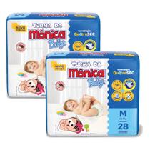Kit 2 Fraldas Turma da Mônica Baby Jumbo M com 28un cada Kit 2 Fraldas Turma da Mônica Baby Jumbo M com 28un cada