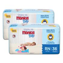 Kit 2 Fraldas Turma da Mônica Baby Jumbo RN com 36un cada