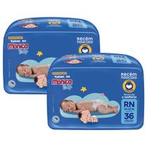 Kit 2 Fraldas Turma da Mônica Baby Jumbo RN com 36un cada