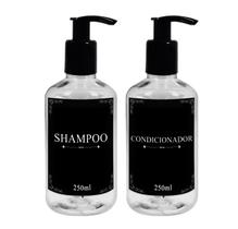 Kit 2 Frasco Pet Cristal 250ml Decoração Minimalista Banheiro - Shampoo Condicionador com Válvula Pump Pote plástico