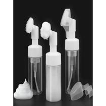 Kit 2 Frasco pump para limpeza facial com escova de silicone multiuso
