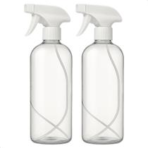 Kit 2 Frascos Borrifador Spray Pulverizador 1000ml com Válvula Multiuso Transparente 1L