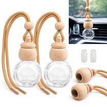 Kit 2 Frascos de Vidro para Aromatizador de Carro Pendente Tampa de Madeira Cordão Batoque Interno Kit 2 Frascos de Vidro para Aromatizador de Carro Pendente Tampa de Madeira Cordão Batoque Interno