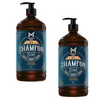 Kit 2 Frascos Shampoo Masculino 3 em 1 Members Mark 1L Cada Cabelo Corpo e Barba
