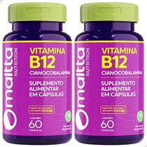 Kit 2 Frascos Vitamina B12 Cianocobalamina Puro 120 Cápsulas Energia Sem Sabor Concentrado Puro Duom
