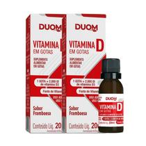 Kit 2 Frascos Vitamina D em Gotas 20ml Sabor Framboesa Duom