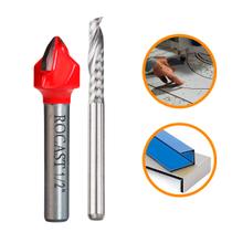 Kit 2 Fresas Acm 6mm Corte Topo + Dobra V 90 Metal Duro Vídea Tupia Router Cnc Tupia Mdf Pvc