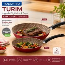 Kit 2 Frigideiras Vermelho Turim Antiaderentes 20cm e 24cm Alumínio Cozinha Kit 2 Frigideiras Vermelho Turim Antiaderentes 20cm e 24cm Alumínio Cozinha