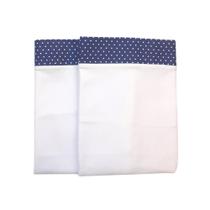 kit 2 Fronha de Algodão 100 Para Travesseiro Infantil Bebe 2 Peças Estampa Marinho Poa Menino Menina Antialérgico Macio 30cmx40cm Baby Deluxe