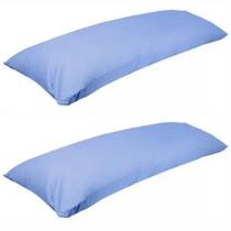 Kit 2 Fronha De Travesseiro De Corpo Mega 100% Algodão 1,38m X 45cm Azul