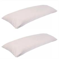Kit 2 Fronha De Travesseiro De Corpo Mega 100% Algodão 1,38m X 45cm Branco