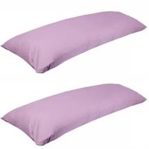 Kit 2 Fronha De Travesseiro De Corpo Mega 100% Algodão 1,38m X 45cm Lilas