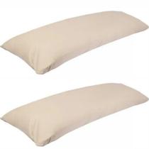Kit 2 Fronha De Travesseiro De Corpo Mega 100% Algodão 1,38m X 45cm Palha