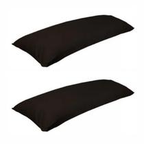 Kit 2 Fronha De Travesseiro De Corpo Mega 100% Algodão 1,38m X 45cm Preto