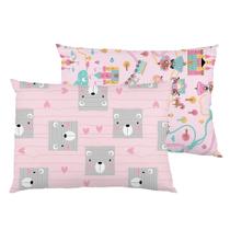 Kit 2 Fronha Travesseiro Bebê Algodão Estampas Menino Menina - Bambi