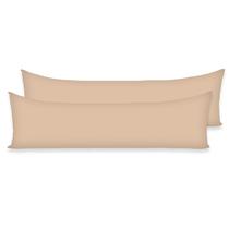 Kit 2 Fronhas 1,30x40 C/ Zíper Percal 180 Fios para Travesseiro de Corpo Xuxão