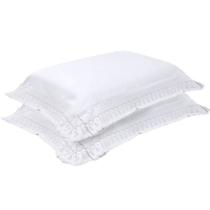 Kit 2 Fronhas 300 Fios Buettner Renda Renascenca Branca