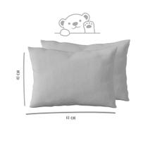 Kit 2 Fronhas 40cm x 60cm Kids Malha 100% Algodão Lisa Cinza Arrumadinho Enxovais