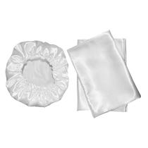 Kit 2 Fronhas 50x70 + 1 Touca De Cetim Anti Frizz Branca